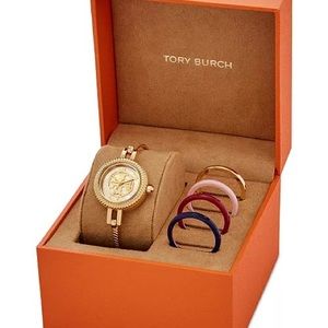 Women's Reva Gold-Tone Stainless Steel Bangle Bracelet Watch 27mm Gift Set